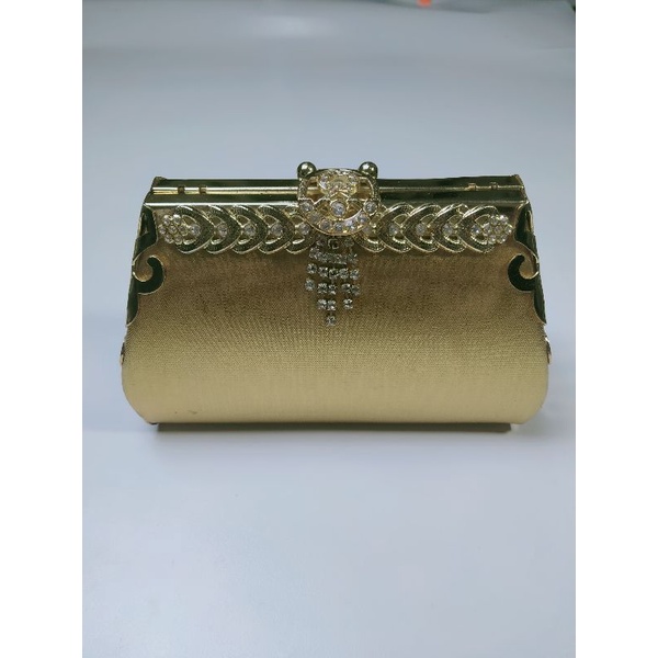 Tas Kondangan Pesta Clutch Gold bisa selempang Preloved