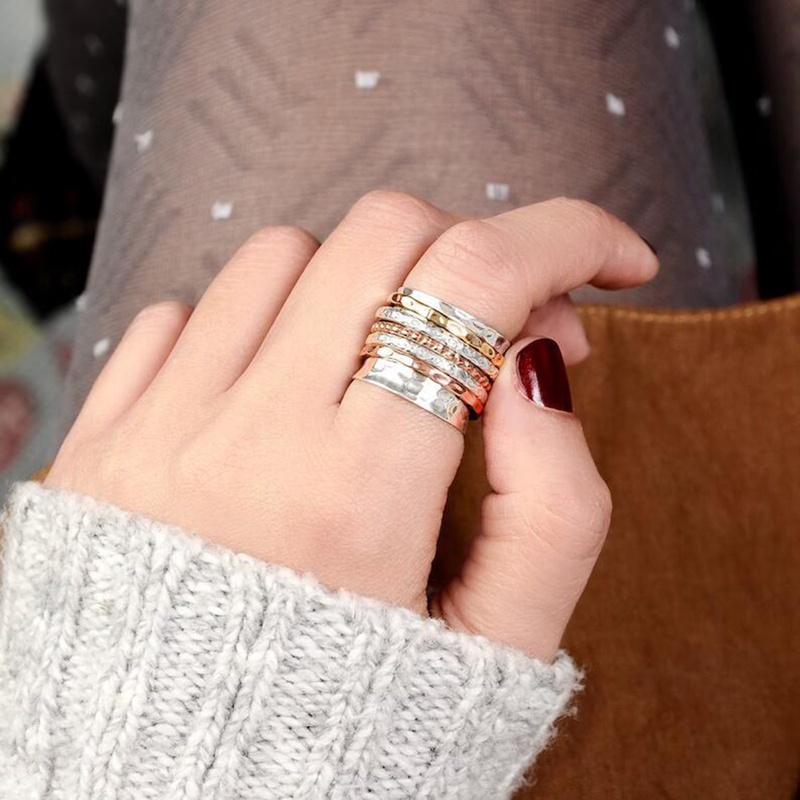 Cincin Kecemasan Untuk Wanita Bulan Bintang Rantai Spinner Fidgets Rings Berputar Bebas Berputar Anti Stres Pria