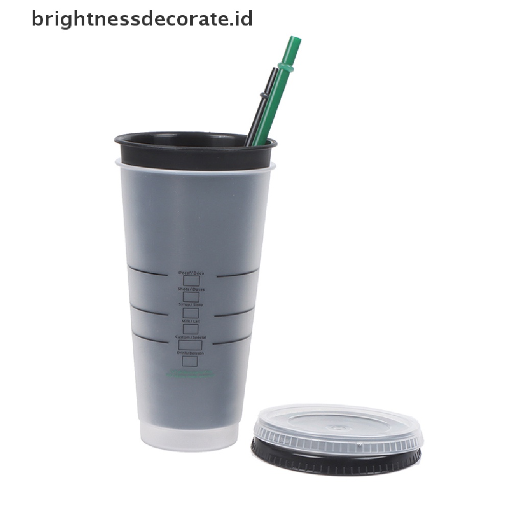 [Birth] Mug Sedotan Berubah Warna Minuman Dengan Tutup Tumbler Plastik Matte coffe bottle Cup [ID]