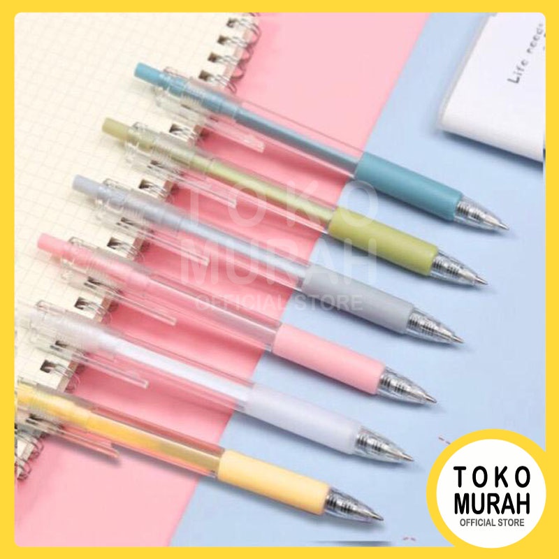 

6pcs Pena Gel Tinta Hitam Pulpen Warna Warni Pastel Aesthetic OSM-ST0021