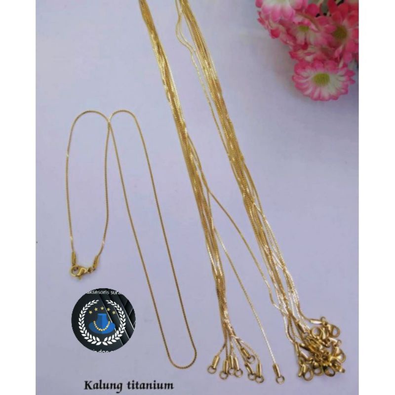 KALUNG TITANIUM WANITA 1 MM  MODEL BELUT S 45 CM