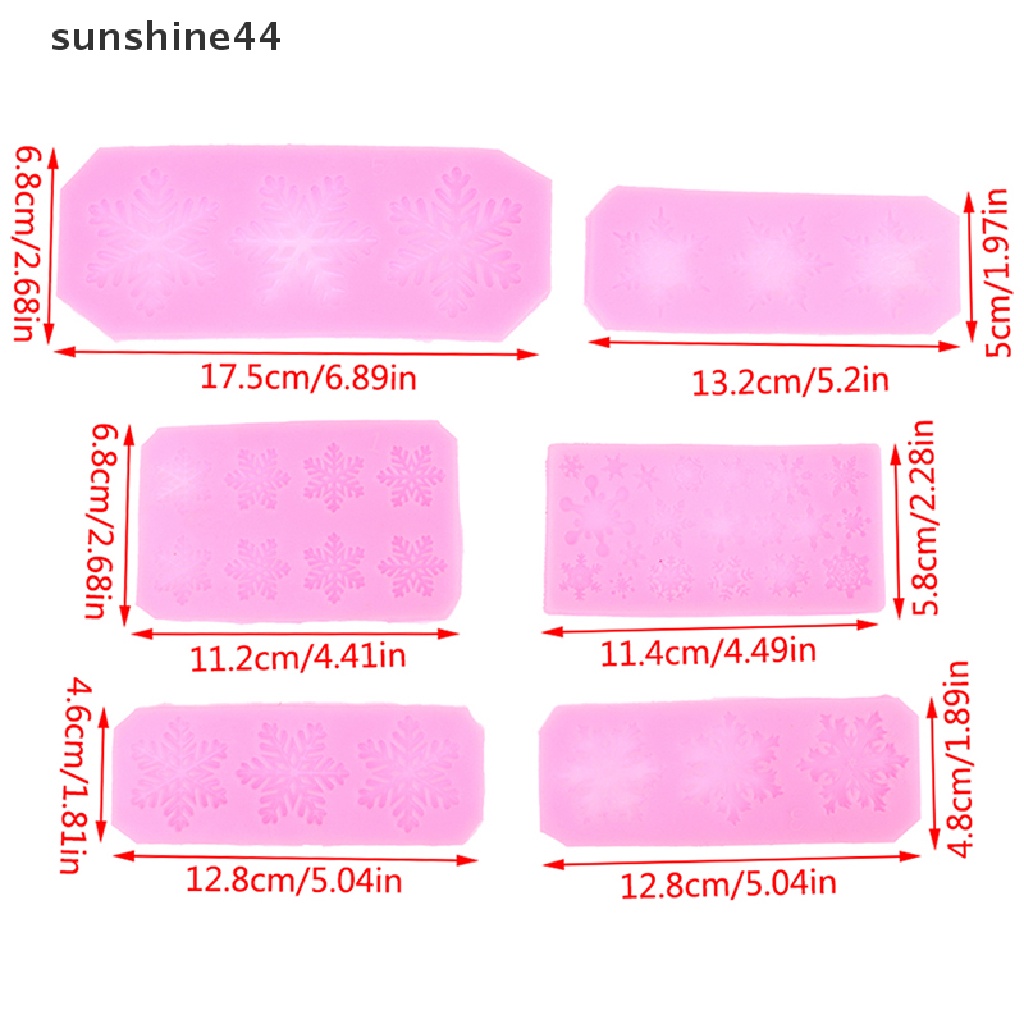 Sunshine Winter Christmas Size Snowflake Cetakan Silikon DIY Fondant Baking Decorag Tool.