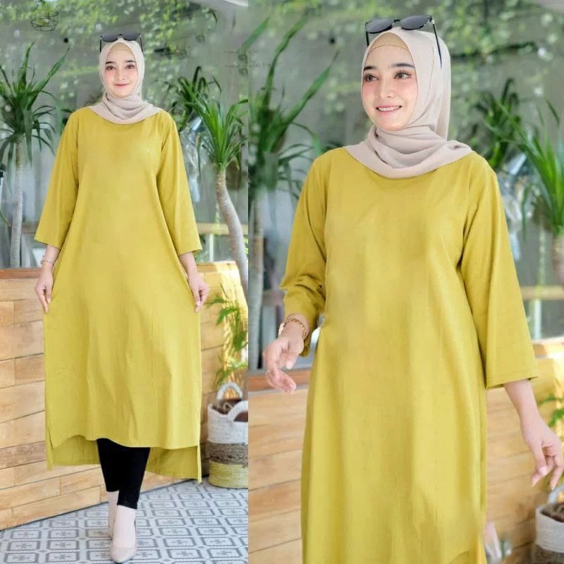 FF LONG TUNIK HIJAB COLABORATION TUNIK WANITA TERBARU POLOS