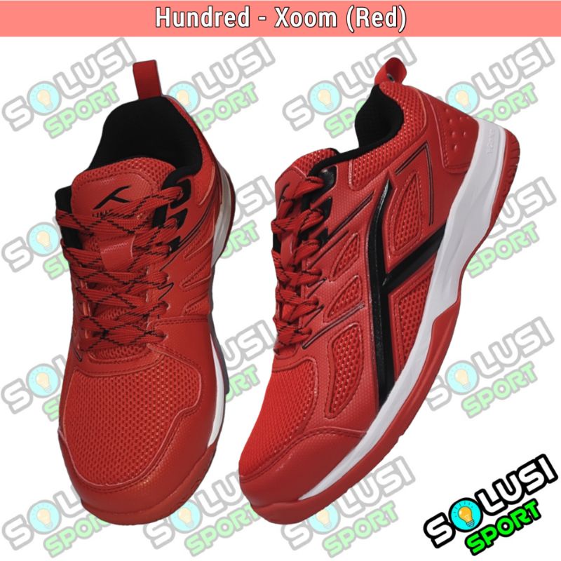HNDRD XOOM Sepatu Badminton Bulutangkis HUNDRED Original - RED
