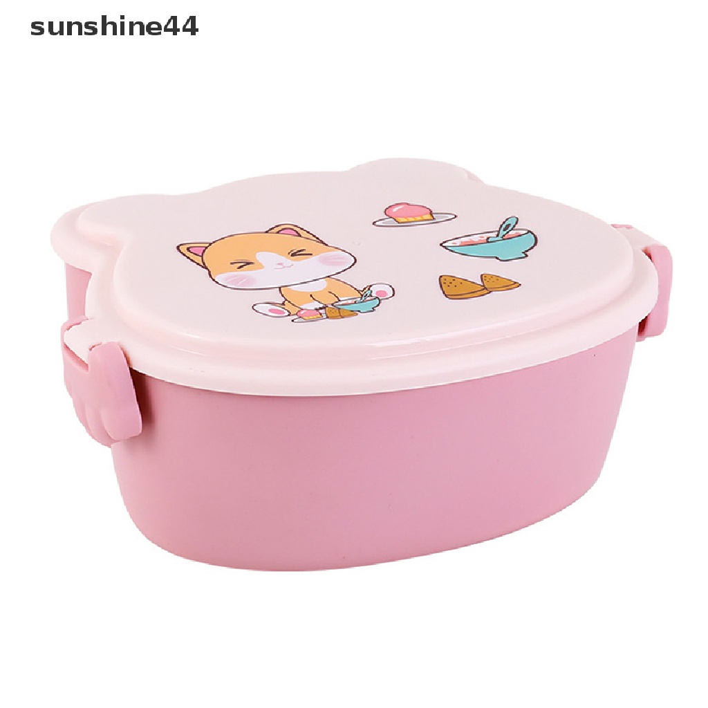 Sunshine Lunch Box 2layer Microwave Sealing Bento Box Wadah Makanan Dengan Peralatan Makan.