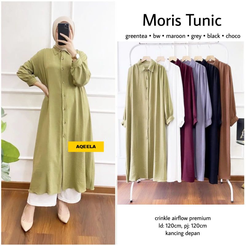 moris tunik by aqeela crinkle ld120 jumbo busui midi dress