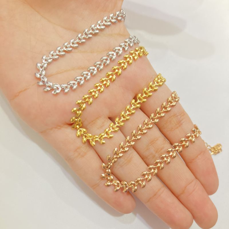 GELANG RANTAI TITANIUM MODEL PADI FASHION WANITA