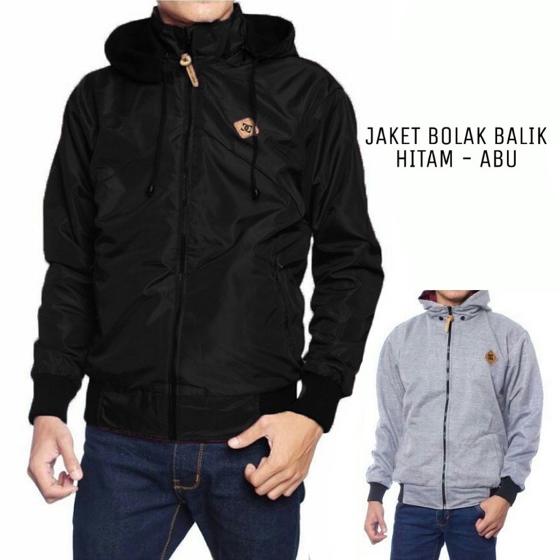 JAKET BOLAK BALIK PRIA / JAKET MOTOR / JAKET ANTI AIR / JAKET PARASUT DC 2 IN 1 ANTI AIR