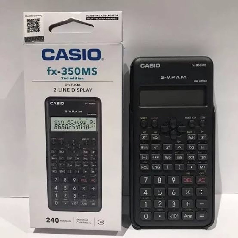 Calculatrice Scientifique Casio Fx-350MS 2nd Edition - Non Programmable - 240 Fonctions - Affichage 2 Lignes