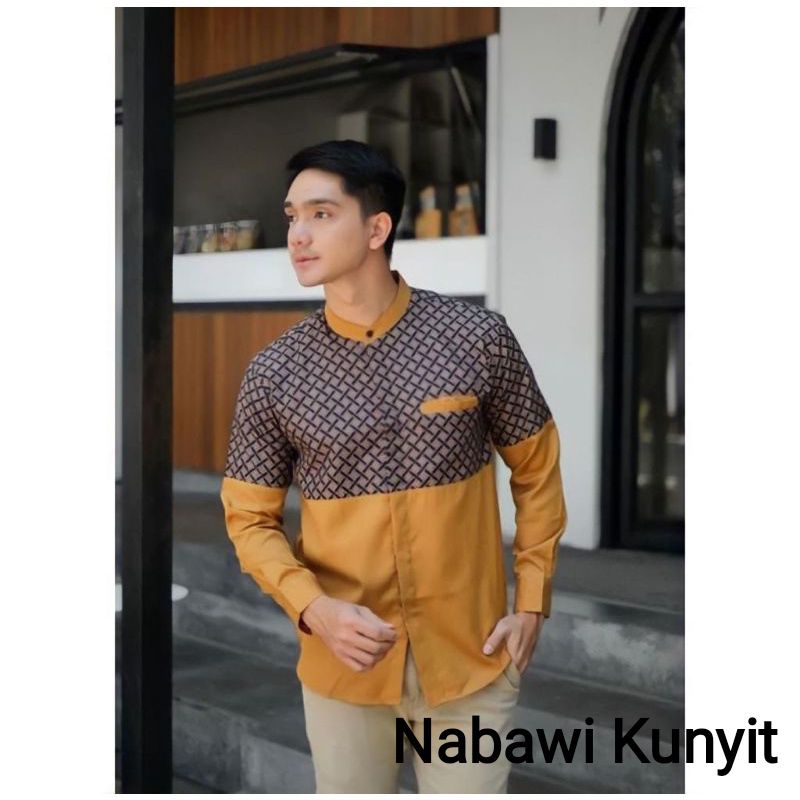 Baju Koko Kurta Lengan Panjang Nabawi Motif Batik Terbaru