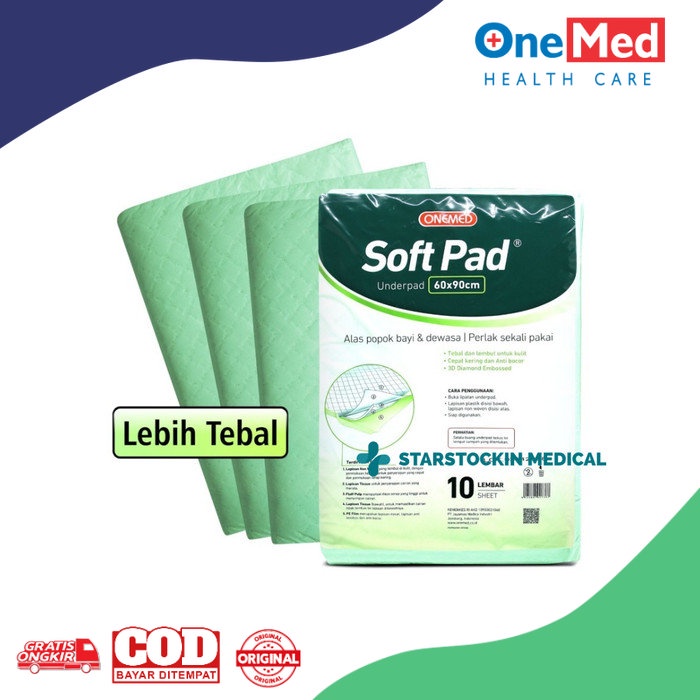 Underpad Soft Pad 60 x 90 cm Perlak Onemed Alas Popok Bayi Dewasa