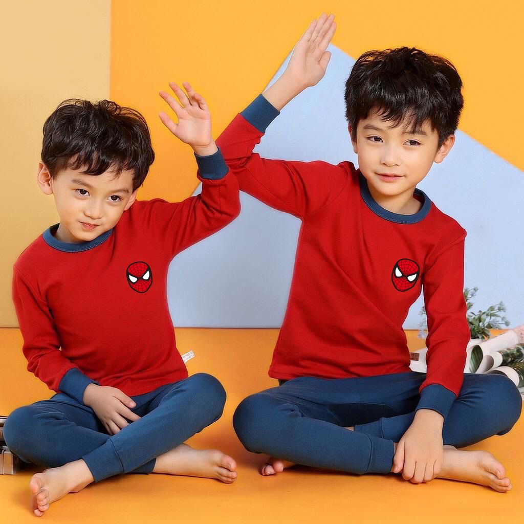 PIYAMA ANAK LAKI MOTIF LOGO SPIDERMEN 1-7 TAHUN BAJU TIDUR ANAK LENGAN PANJANG TERMURAH