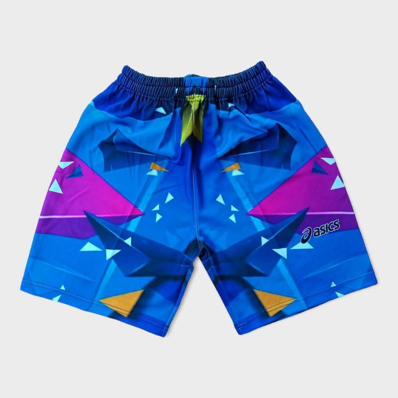 Celana Pendek Olahraga Voli Motif Asics Full Printing Uniseks