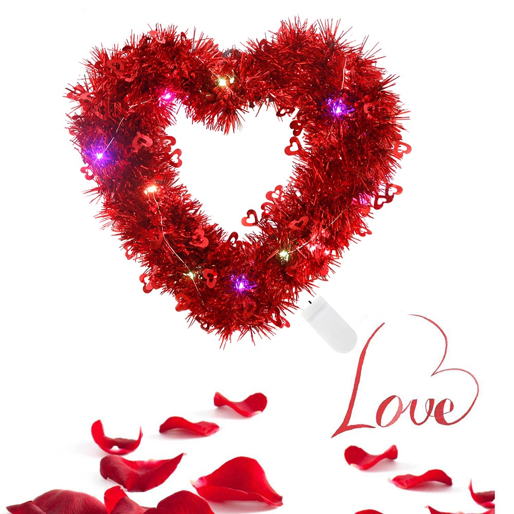 Produk Hias Hari Valentine/New Valentine Day Red Love Pendant Garland with Lamp/LED Sequin Peach Door Pendant/Alat Peraga Rangkaian Suasana Wedding &amp; Memorial Day