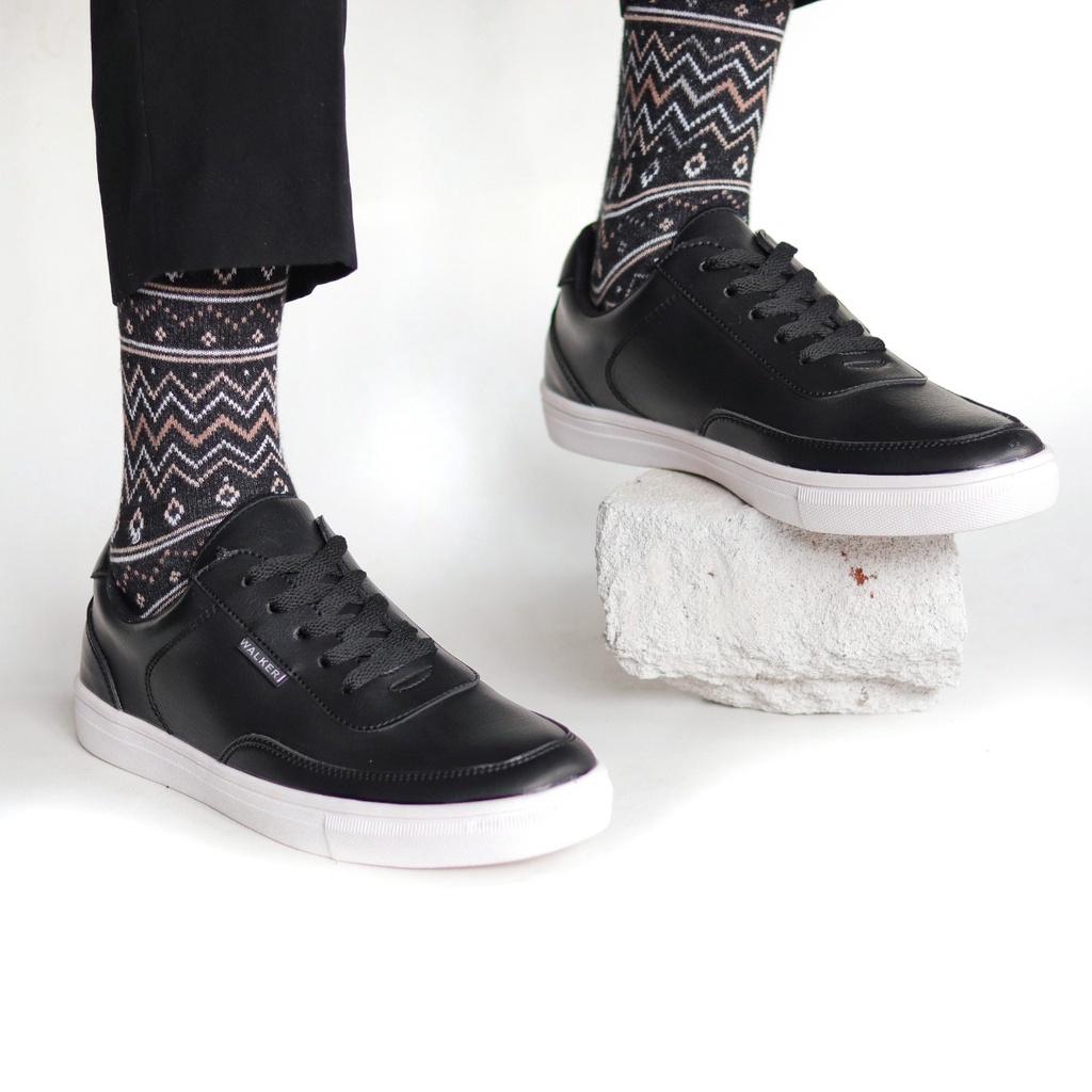 BARKLEY X Sepatu Formal Pria Sneakers Casual Kerja Sekolah Hitam Kulit Asli Original Fashion Trandy 2023