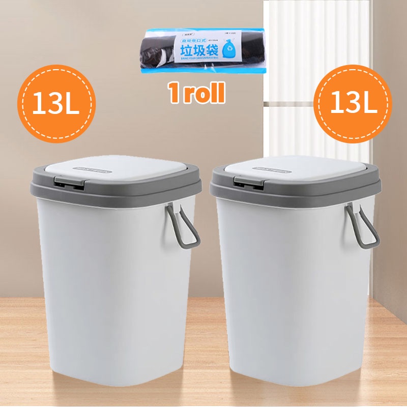 Affordable Pack 2pcs Tempat sampah dengan penutup Tempat sampah dapur dan kamar mandi Tekan tipe Shake