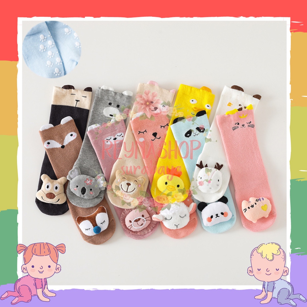 Kaos Kaki Panjang Bayi Motif / Kaos kaki Anak Panjang Dengan BONEKA TIMBUL 3D