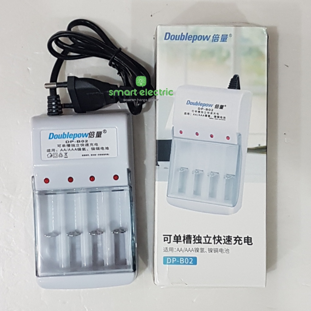 Doublepow Baterai Charger AA AAA Alat Cas Batere NiMh NiCd Fast Charge