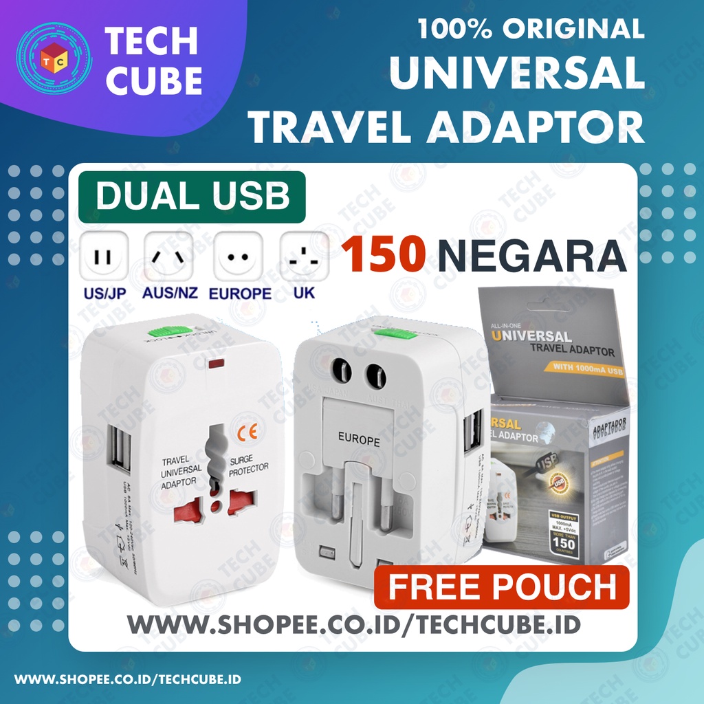 Universal Travel Adaptor USB Charger Adapter Colokan Stop Kontak
