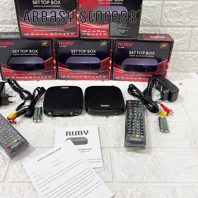 Depan1 Set Top Box DVB T2 TV Siaran Digital Receiver STB Rekomendasi Set Top Box Ruby T2-1002