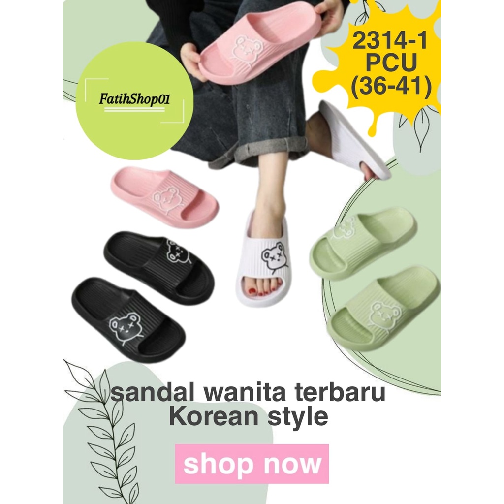 SANDAL SELOP JELLY WANITA DEWASA MOTIF BONEKA MINISO BALANCE 2314-1 (36-41) Sendal selop indor kekinian