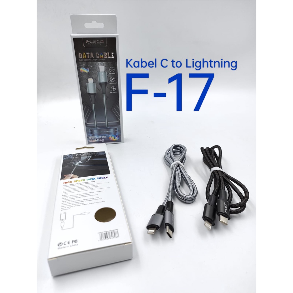 PROMO KABEL DATA FLECO F17 TYPE C TO LIGHTNING Pd 20W Fast Charging