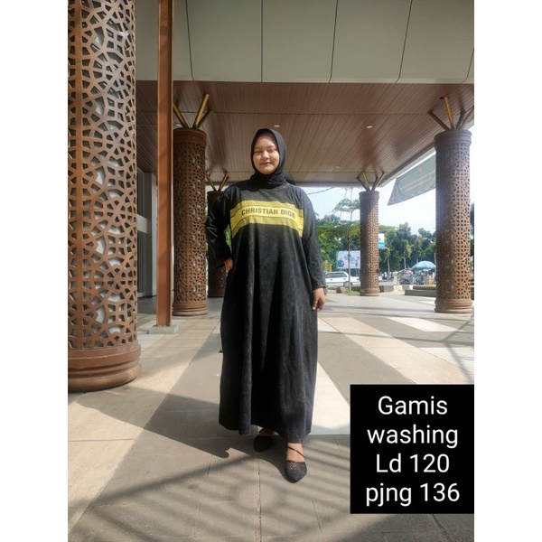 GAMIS Combed Washing // Midi Dress Combed JUMBO//Gamis Combed Hitam Ld 120