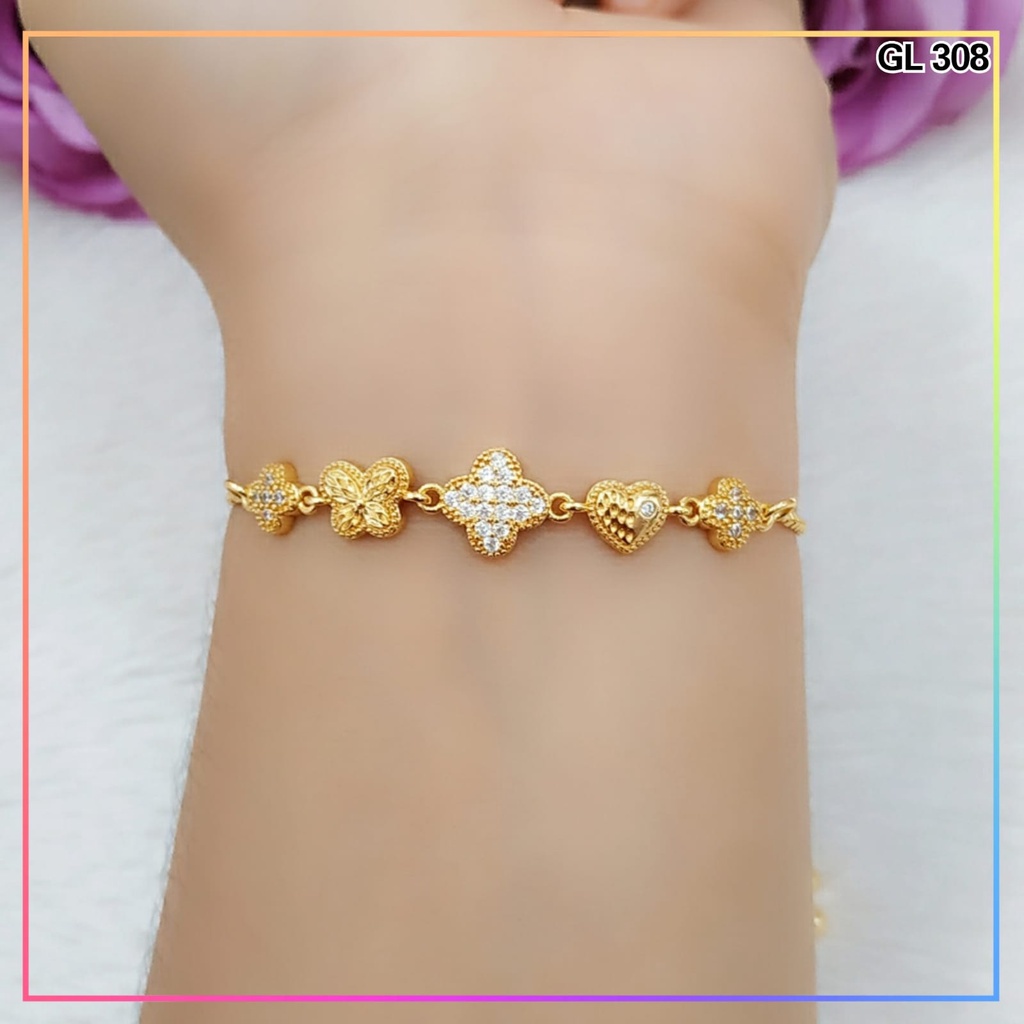 Gelang xuping gelang dewasa serut kupu love perhiasan wanita lapis emas GL 308