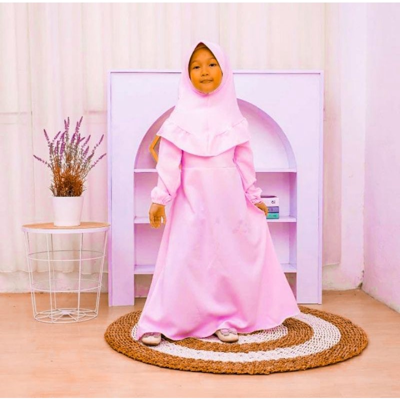 Gamis anak viral Laluna Kids satu set (free Jilbab ) Gamis Set Anak Gamis Anak Kekinian  Baju Muslim edisi 2023