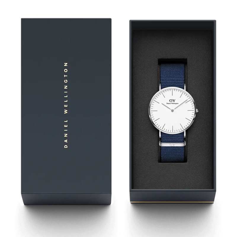 [100% ORIGINAL] Daniel Wellington Jam Tangan Pria Classic Silver Nato Canvas Strap Dw Ori