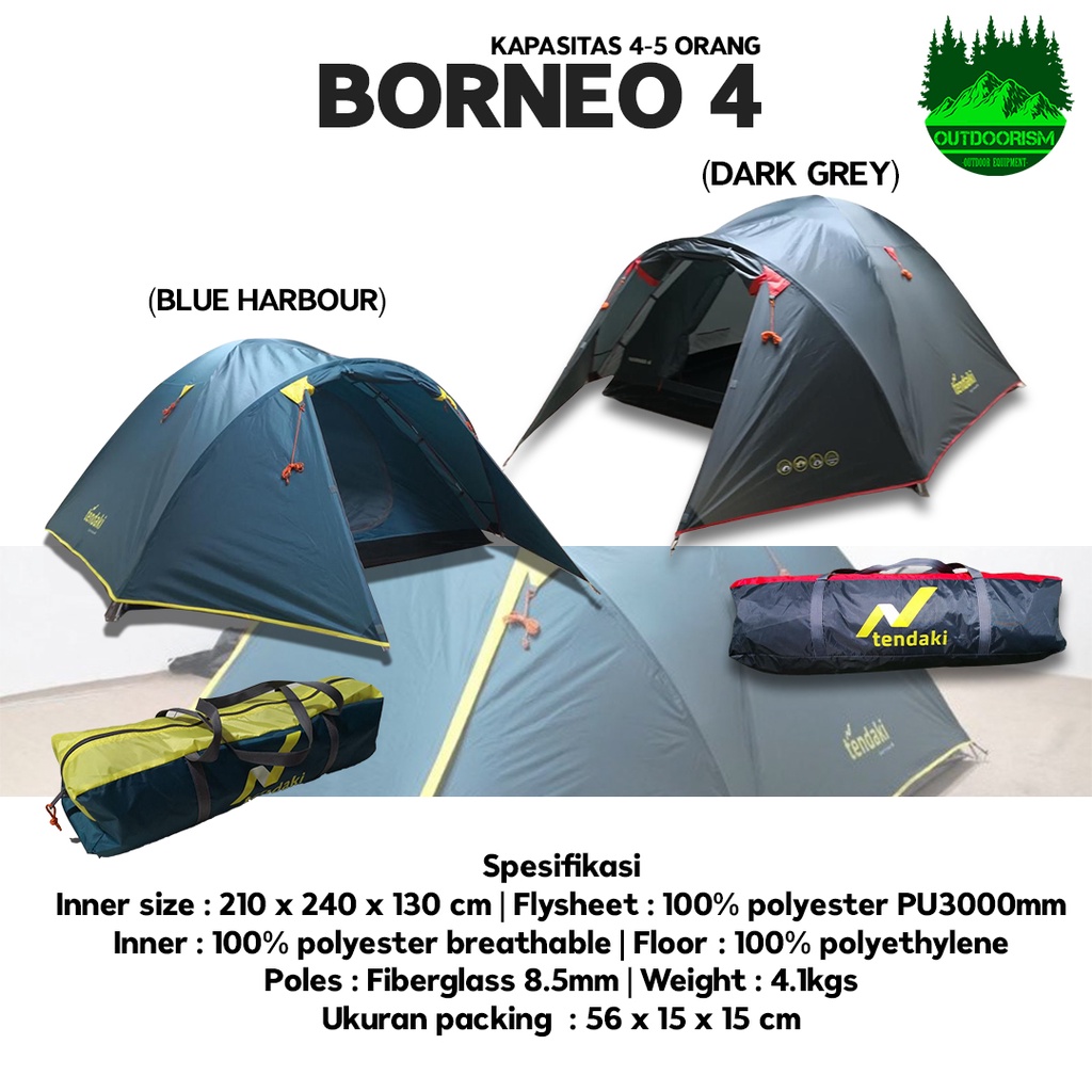 Jual Tenda Borneo 4 Tendaki Borneo 4 Double Layer Kapasitas 4 5 Orang