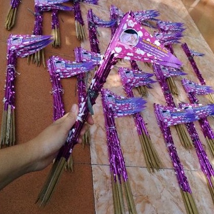 kartu nama aqiqah + gagang bambu / bendera aqiqah