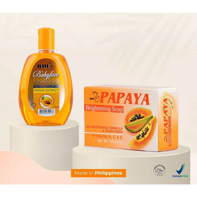 [Paket glowing ] RDL Sabun pepaya 135 gr dan facial cleanser 150 ml / RDL PAPAYA SOAP ORIGINAL