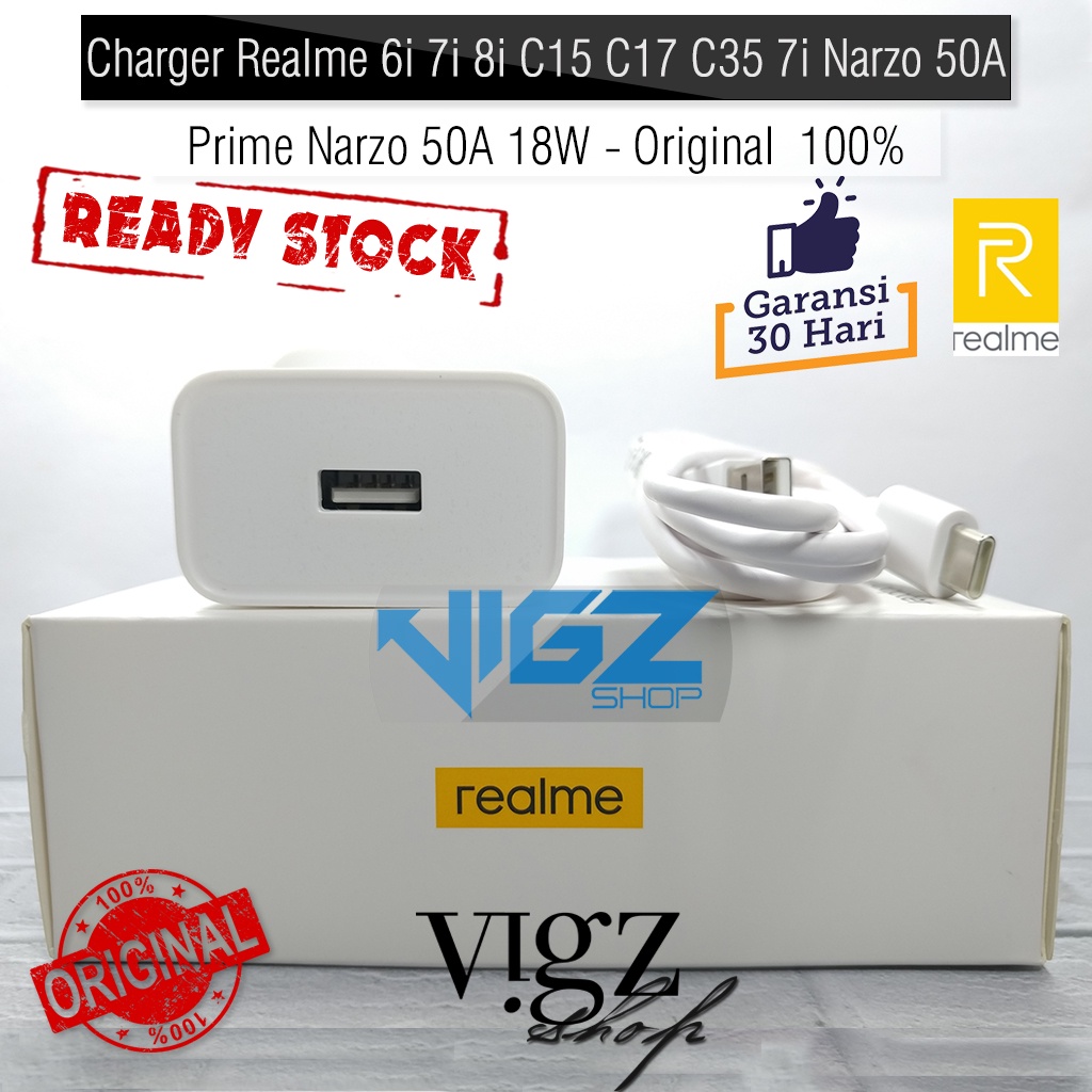 Charger Realme C35 7i 6i 7i 8i Narzo 50A Prime Narzo 50A 18W USB Type C Fast Charging Original