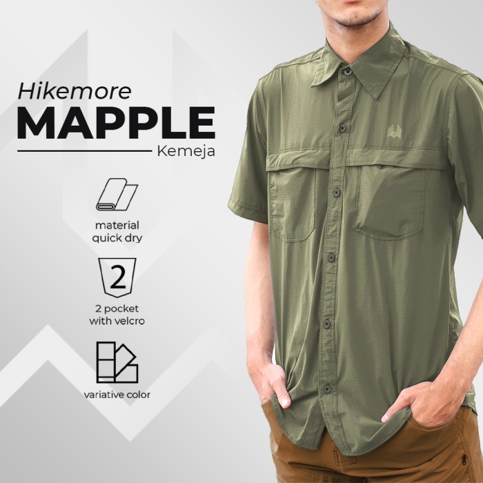 kemeja Kemeja Lengan Pendek Pria PDL Hikemore Mapple Original - Army, M(E7G9) Kemeja Pria Casual Ker