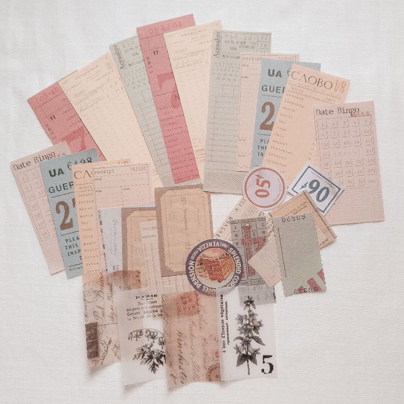 

40pcs Kertas Vintage Paper and Sticker Kit for Journaling