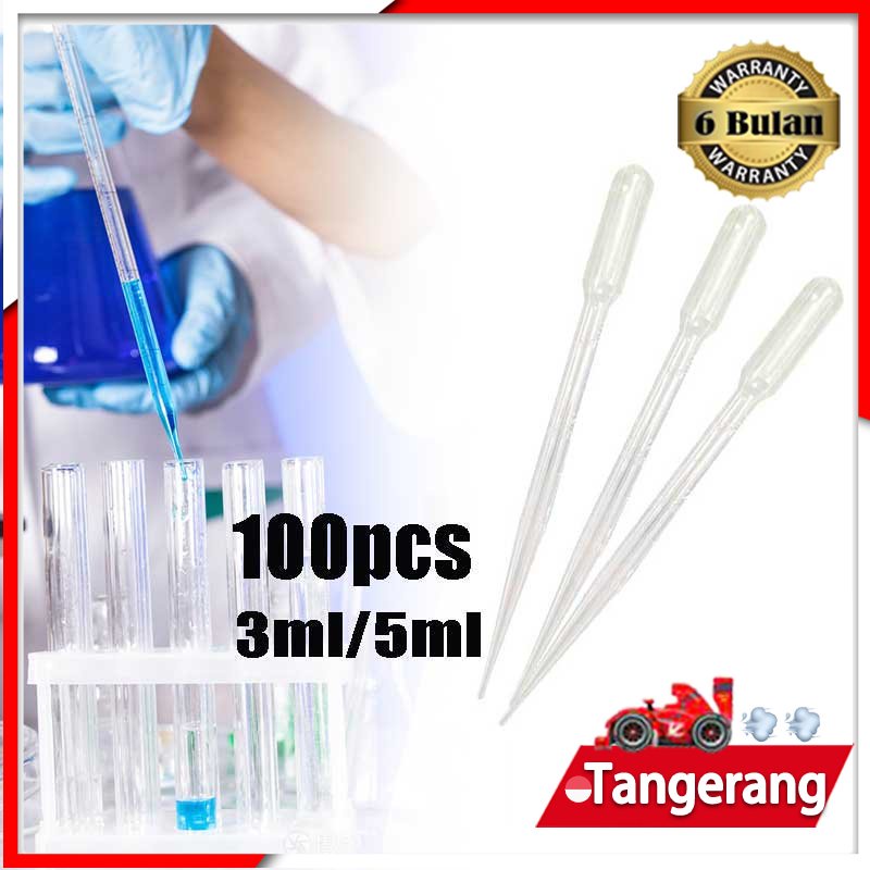 Pipet Plastik Tetes Plastik 3ML 5ML Pasteur Laboratorium Vape Obat Sedot Onemed Pakan Ikan Cupang Untuk Kucing Dan hewan 100pcs/set