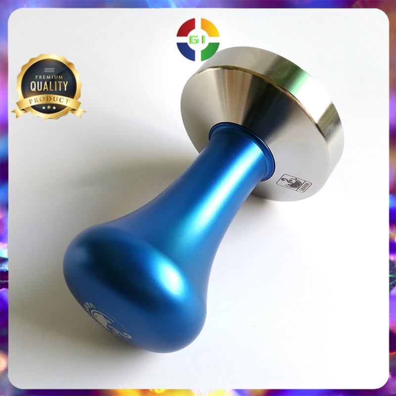 Tamper Alat Memadatkan Bubuk Kopi Espresso Flat Stainless Steel Chrome Plated 51mm Blue