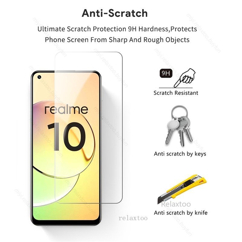 Pelindung Layar Bahan Tempered Glass Realme 10 4G Realme 10 Pro Realme 10 Pro Plus Paket 2 in 1