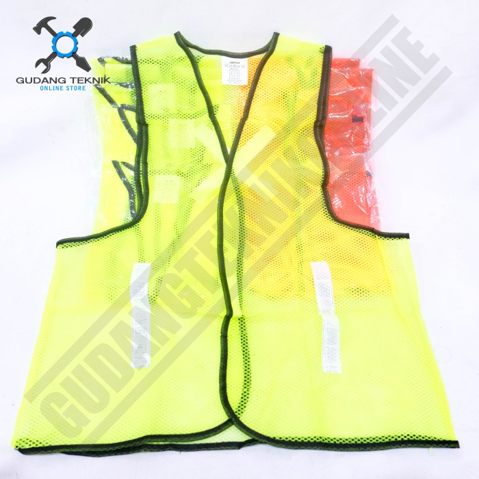 Baju Safety Vest Jaring Proyek GREEN ORANGE 54 x 66cm XENON / Rompi Kerja Proyek Pelindung 54 cm x 66 cm XENON