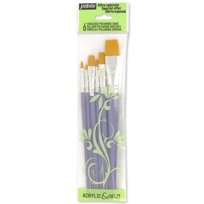 

PEBEO YELLOW POLYAMIDE FLAT BRUSH SET 6PCS
