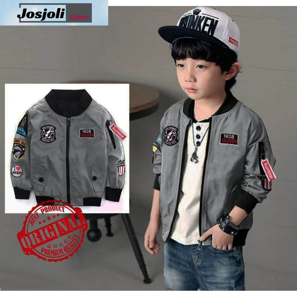 JOSJOLI_STORE/Jaket Bomber Kids Mickey/Jaket Anak Laki-Laki/Pakaian Anak Laki-Laki Lengan Panjang/Usia 5-7 Tahun