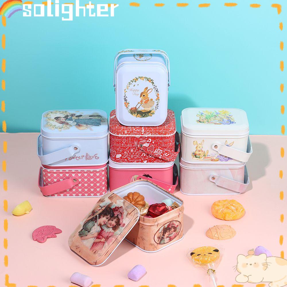 Solighter Tinplate Box Gift Koper Kecil Dengan Tutup Vintage Hand-held Can