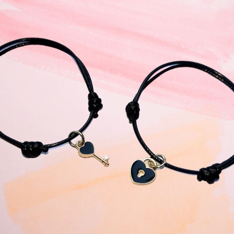 2 Pcs Gelang Couple Polos Magnetik Pasangan Tali Korea Pria dan Wanita 2 mm