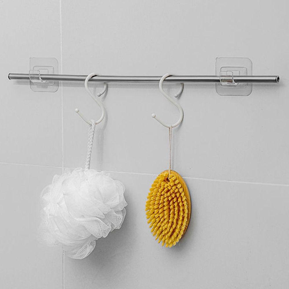 [Elegan] Bracket Batang Gorden 4pcs Plastik Nyaman Tanpa Bor Praktis Self Adhesive Curtain Rod Hook