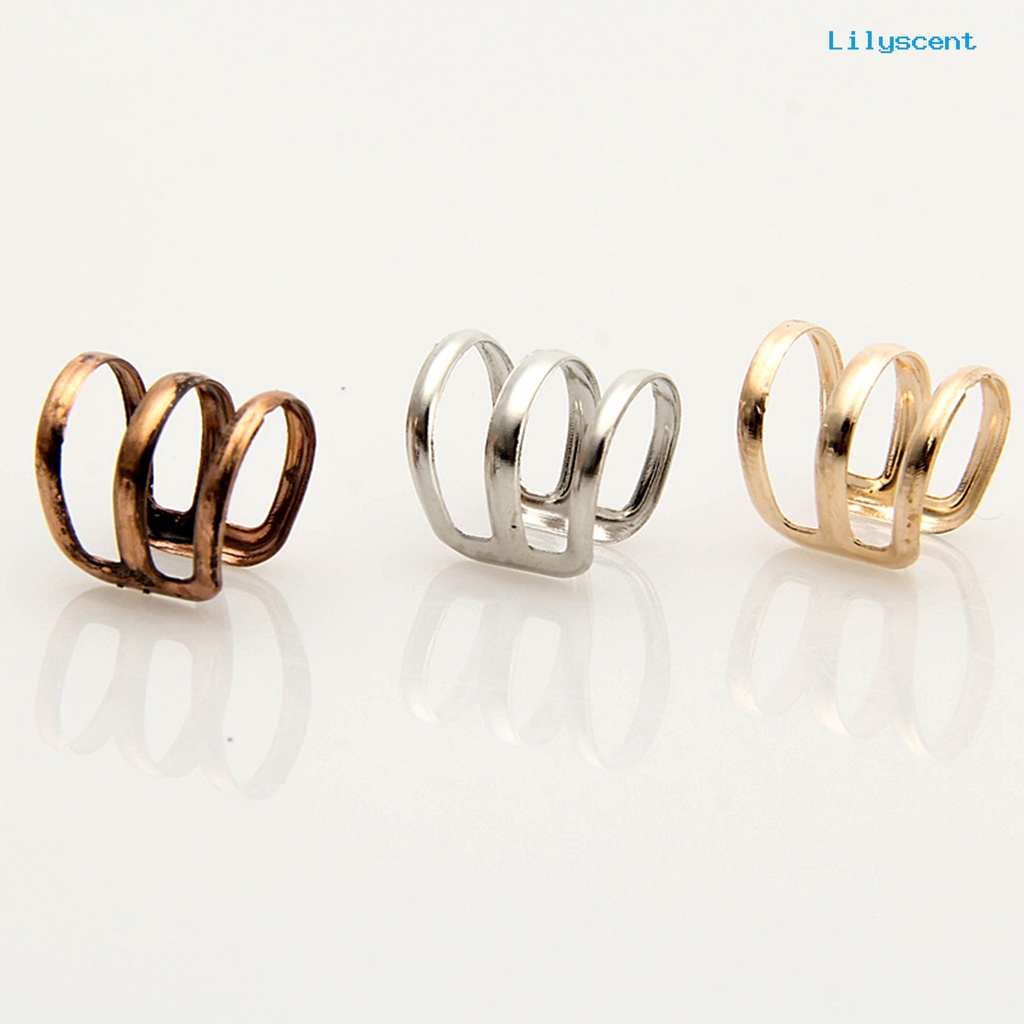 [LS] 1pc Manset Klip Telinga Simple Dual Use Women Adjustable 3-Ring Cincin Jari Hollow Untuk Travel Belanja