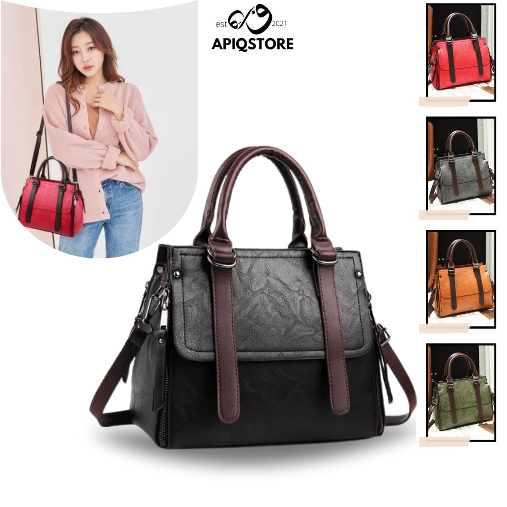 APIQSTORE Tas kerja Wanita Kulit Original import Tas Selempang Bahu Sling Bag Wanita Tas Mewah Premi