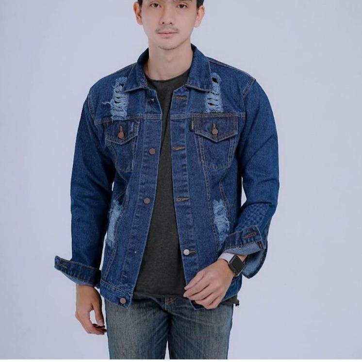 jaket jeans sobek / jaket / jeans / jaket pria / sobek / jeans sobek pria {KKY.28Ja23ι}