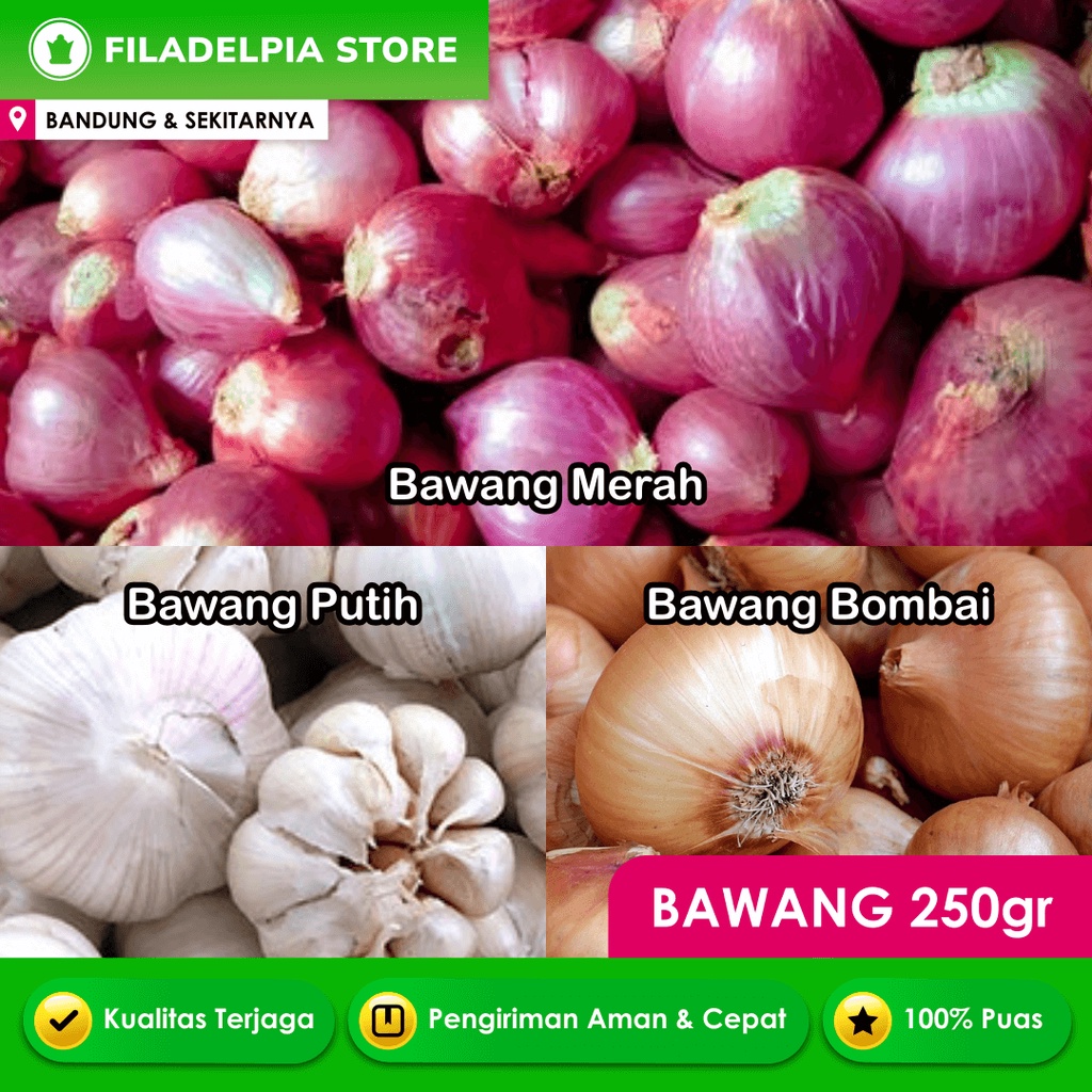 

Bawang 250gr Bumbu Dapur- Bombai / Merah / Putih / Kembang / Daun Diskon Bandung