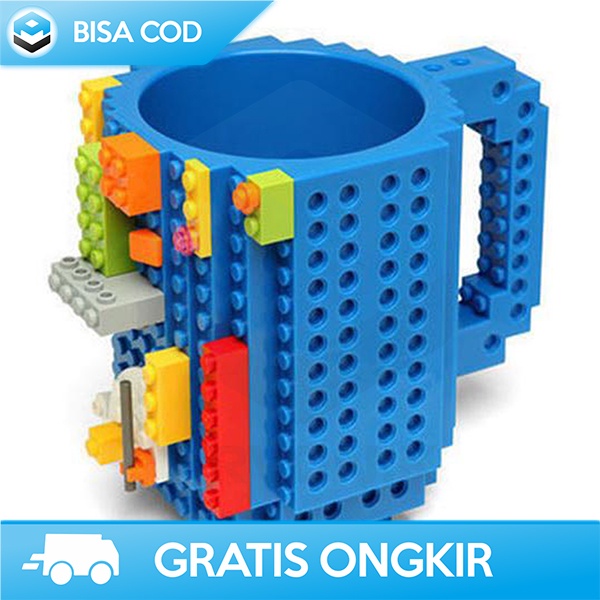 GELAS MINUM LEGO MUG UNIK AESTHETIC 350ML BUILD ON BRICK AMAN BPA FREE